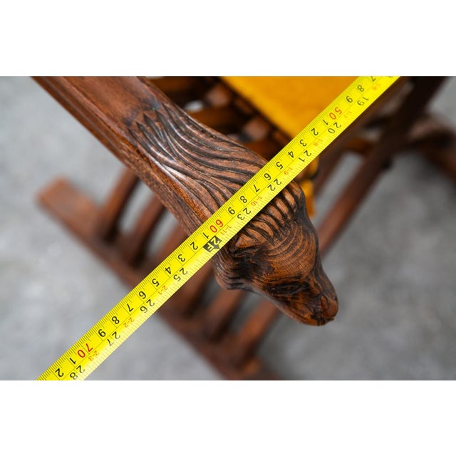 Mid Century Side Chair Stained Italian Arm Carved Lion Head Savonarola Baroque For Sale - Image 11 of 12
