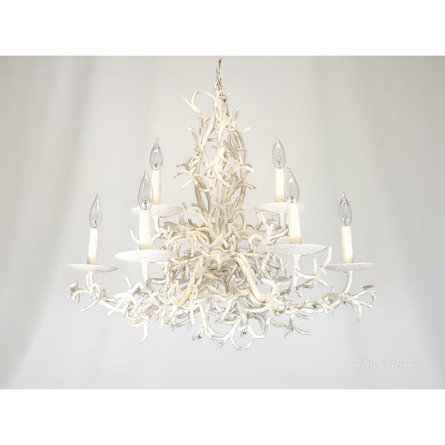 Mid-Century Modern Fabulous MCM Palm Beach 1960s 9 Arm 9 Light Coral Iron Tole (Heavy) Chandelier For Sale - Image 3 of 12