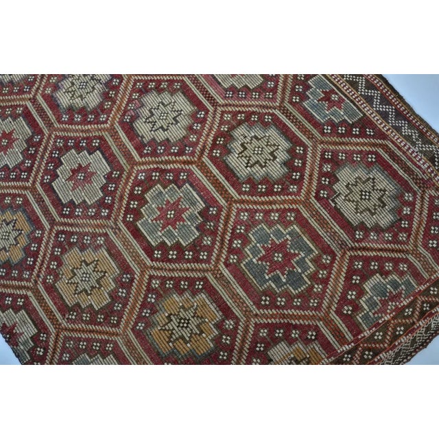 Vintage Handwoven Wool Kilim Carpet For Sale - Image 4 of 10
