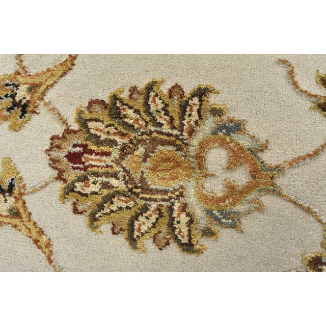 Textile Agra Rug 6'2'' X 9'6'' Cream Wool/Silk Traditional Hand-Knotted Oriental Carpet For Sale - Image 7 of 12