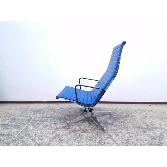 Blue Set of 124 Leather Lounge Chair and Footstool by Hermann Miller for Vitra, 1958 For Sale - Image 8 of 13
