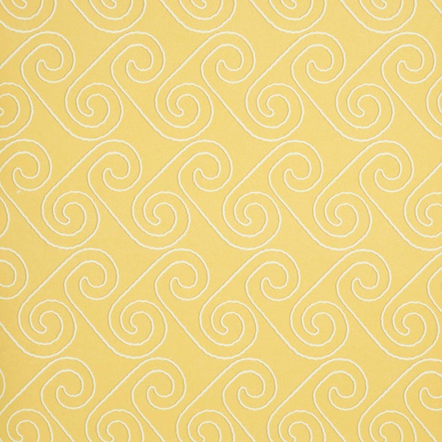 Schumacher Fortuna Wallcovering In Light Yellow For Sale