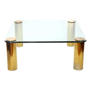 Stunning Brass Feet Glass Top Cocktail Table ( Attr. ) Pace Collection For Sale