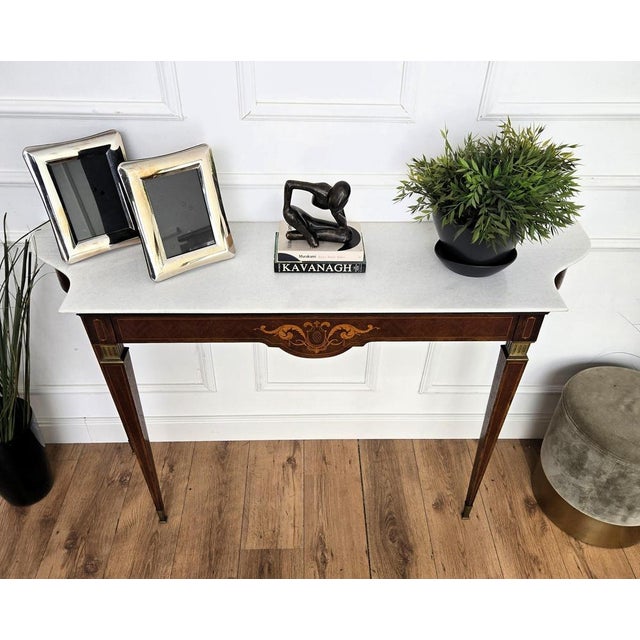 1950s Vintage Italian Wall Console Table with Marble Top, 1950s For Sale - Image 5 of 11