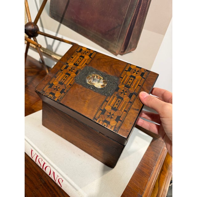 Brown Antique Walnut Marquetry Box For Sale - Image 8 of 8