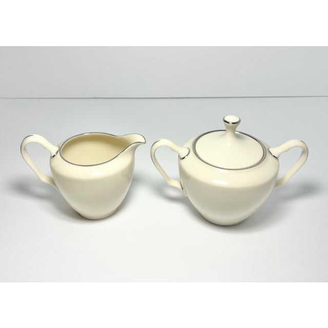 Contemporary Lenox “Montclair” Bone China Creamer & Sugar Bowl Set For Sale - Image 3 of 6