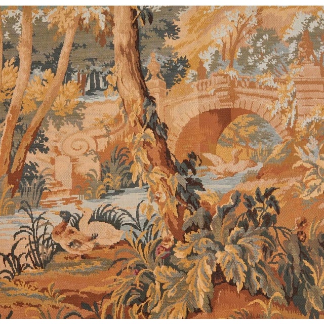 Vintage French Aubusson Verdure Tapestry by Point Genre Gobelins For Sale - Image 4 of 6