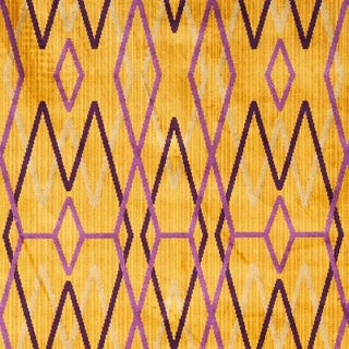 Schumacher X Neisha Crosland Kyoto Trellis Fabric in Saffron For Sale