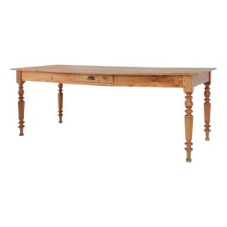 Rustic Elm Dining Table with Drawer, France, 1850s For Sale