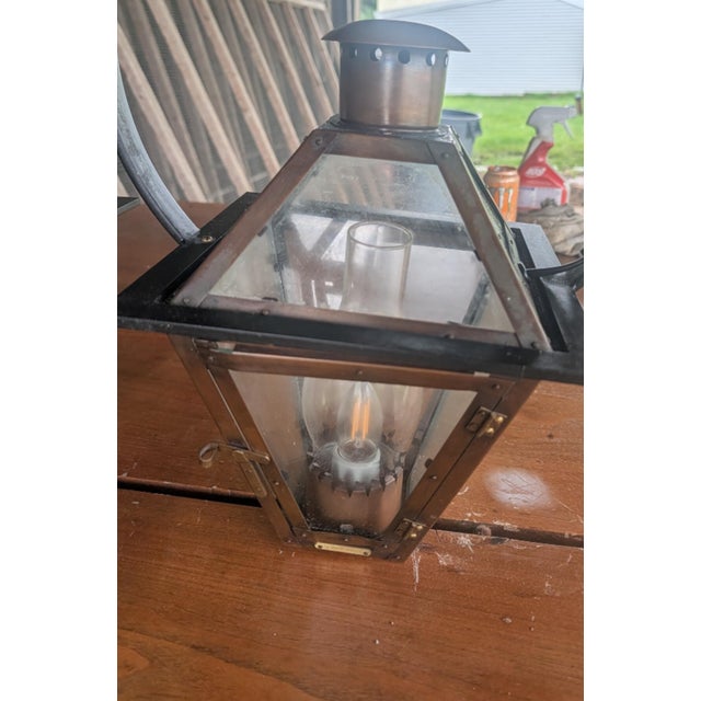 Mid-20th Century Bevolo French Quarter Copper Yoke Pendant Lanterns - A Pair For Sale - Image 17 of 18