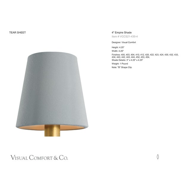 Visual Comfort Signature 4" Blue Linen Empire Shade Designer: Visual Comfort Signature Height: 4.25" Base: Shade Details:...