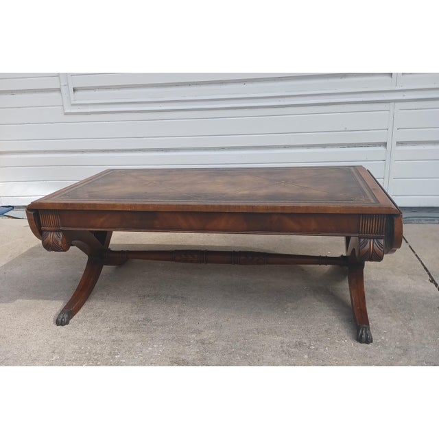 1940s Vintage Mahogany Weiman Duncan Phyfe One DrawerTooled Leather