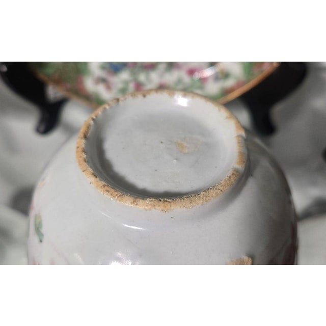 Antique Chinese Famille Rose Porcelain Tea Bowl, 19th Century, Floral Motifs ( 10cm x 5cm ) For Sale In Los Angeles - Image 6 of 7