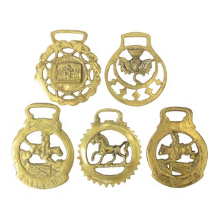 English Equestrian Brasses Collection, Set of 5 For Sale