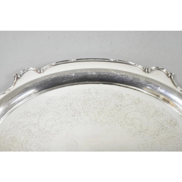 Metal Vintage 1847 Rogers Bros "Reflection" Silver Plated Oval Serving Platter Tray For Sale - Image 7 of 14