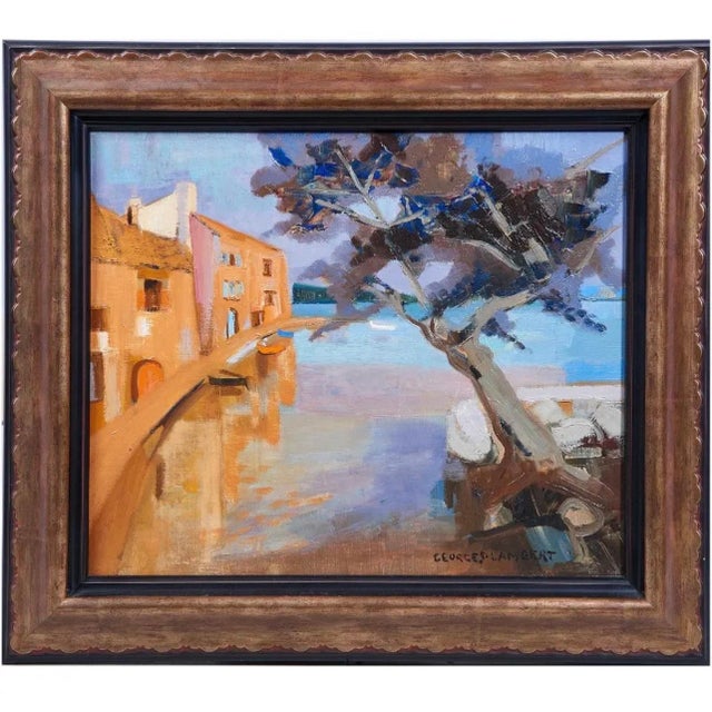 Georges Lambert (French, 1919-1998) Homes Along the Water, Oil on canvas, hand signed lower right, Dimensions: overall...