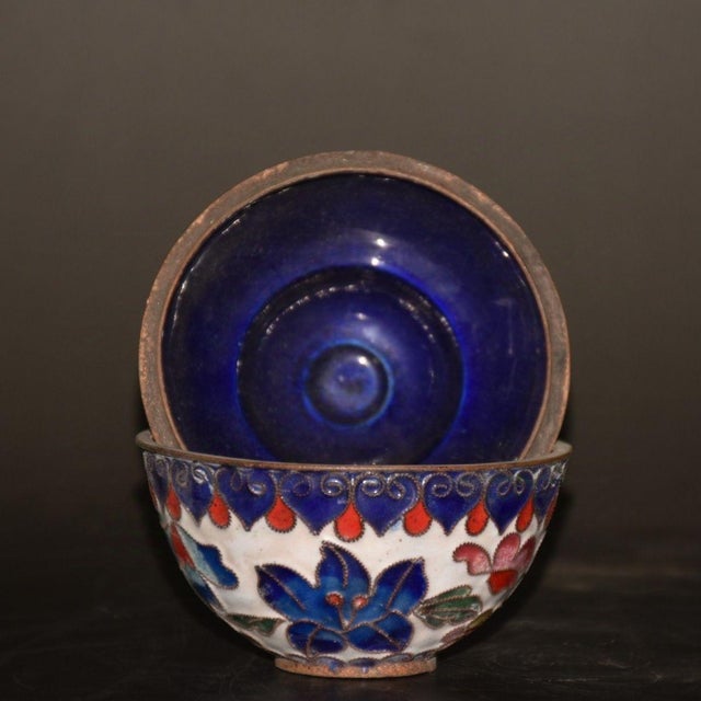 Metal Vintage Chinese Cloisonné Covered Box With Peony Design For Sale - Image 7 of 8