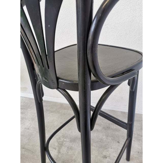 Mid-Century Black Bentwood Bar Chair in the style of Thonet, 1970s For Sale - Image 12 of 18