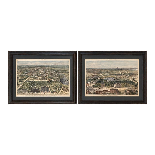 Rare Pair of Washington, d.c. & u.s. Capitol Views by Theodore R. Davis 1869 & 1882 (Custom Framed) For Sale
