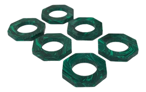 Octagonal Malachite Napkin Rings - Set of 6