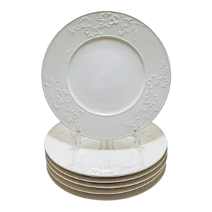 Mid 20th Century KPM Plates Feldblume Fleurs Estivales Embossed Floral Insects - Set of 6
