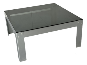 Mid-Century Modernist Minimal Aluminum and Glass Coffee Table, 1970s