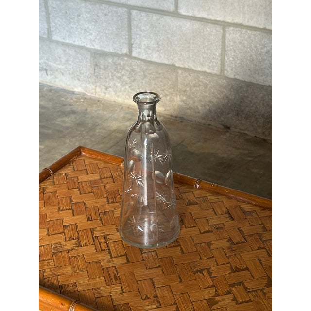 1950s 1950s Sweden Hand-Blown Glass Decanter or Vase With Etched Star and Circle Motifs For Sale - Image 5 of 9