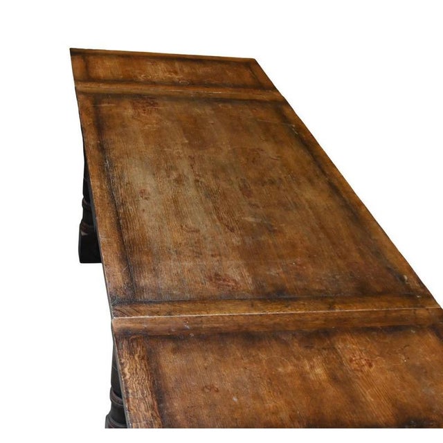 1920s Jacobean Revival English Extending Refectory Table in Oak, 1920 For Sale - Image 5 of 6