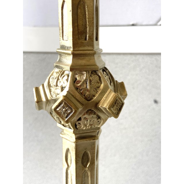 Antique Neo-Gothic Gilt Bronze Candlesticks, Set of 2 For Sale - Image 11 of 14