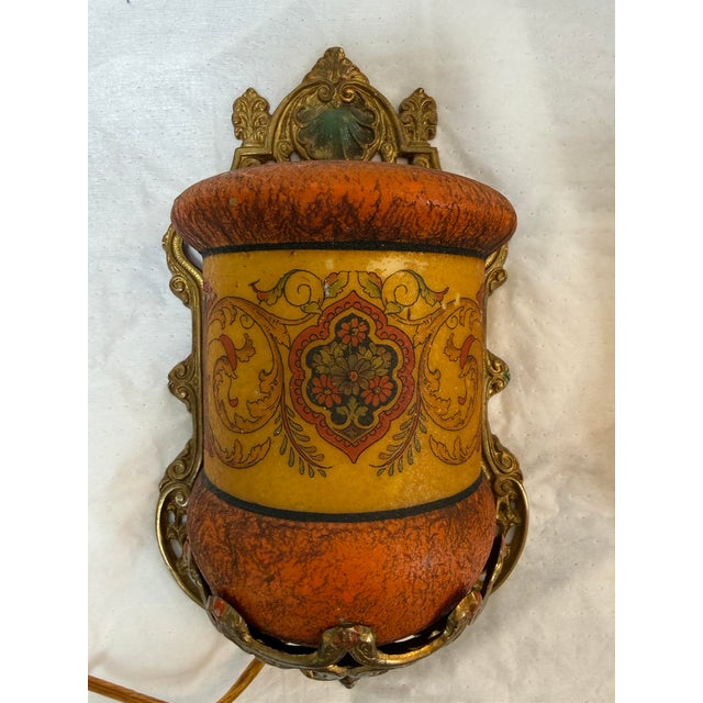Metal 1930s Gill Glass & Fixture Company Antique Slip Shade Wall Sconces, Pair For Sale - Image 7 of 12