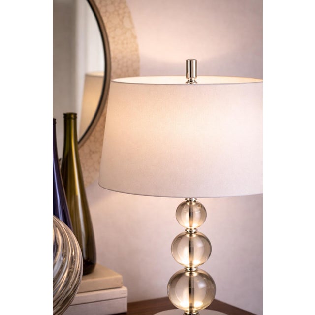 Chrome Late 20th Century Modern Glam Stacked Crystal Orb Table Lamp With Polished Chrome Base – Hollywood Regency Transitional Style For Sale - Image 8 of 9