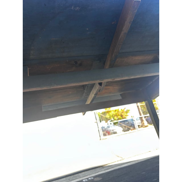 Wood Antique Blue-Painted Drop-Leaf Wood Table For Sale - Image 7 of 12