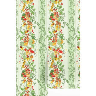 Tomato Vine Stripe Grasscloth Wallpaper by House Party | Garden Green | 6 Yards For Sale