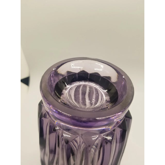 Mid-Century Modern Vintage Lilac Bohemian Czech Art Glass Vase For Sale - Image 3 of 4