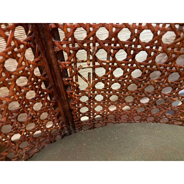 Wood Mid Century Hickory Furniture Mahogany and Caned Club Chair For Sale - Image 7 of 7