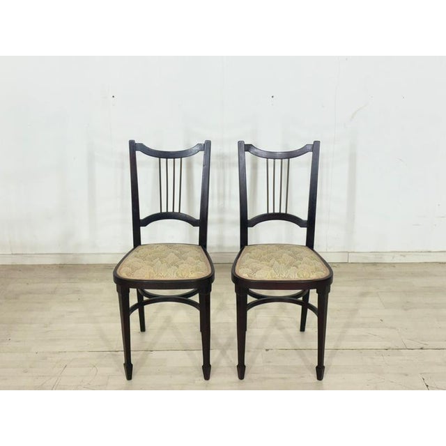 Viennese Art Nouveau Dining Chairs with Brass Backrests from Thonet, 1900s, Set of 4 For Sale - Image 10 of 17