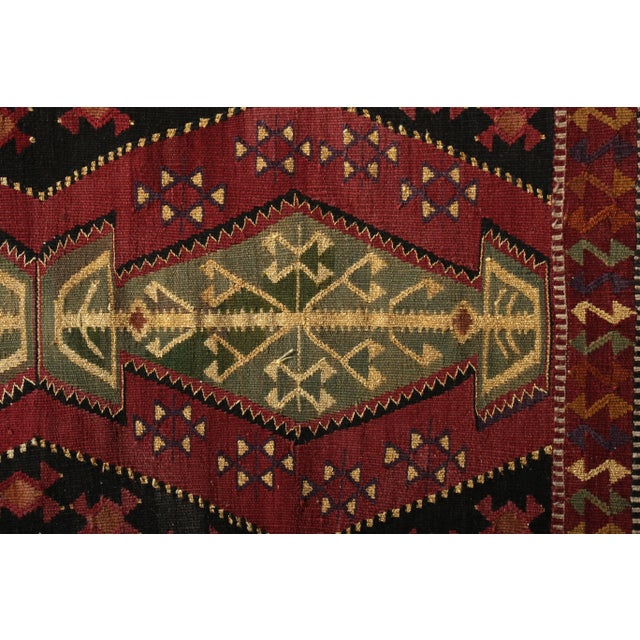 Handmade Antique Kilim Rug in Red With Gold Thread Geometric Pattern For Sale - Image 4 of 5