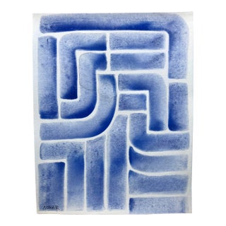 Cassandra Auker Original Painting “Beautiful Blue” Artwork Gouache on Archival Paper For Sale