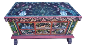 Hand-Painted Folk Art Mexican Trunk