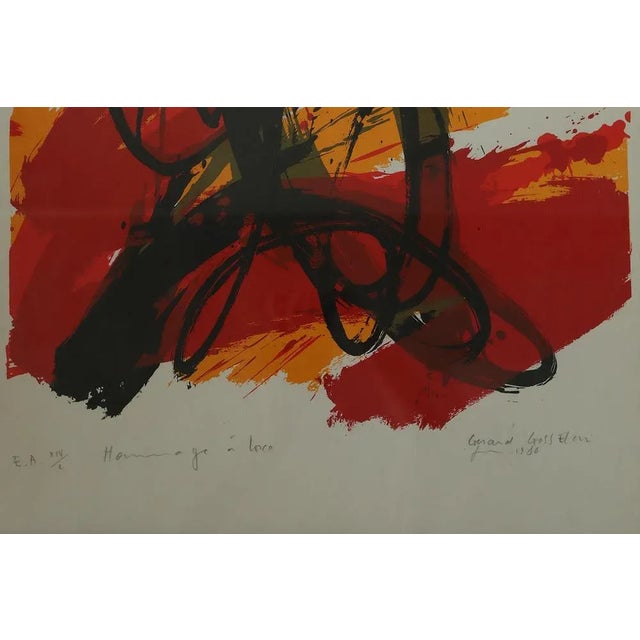 Gérard Gosselin, Tribute to Lorca, Color Lithograph, 1986, Framed For Sale - Image 6 of 8
