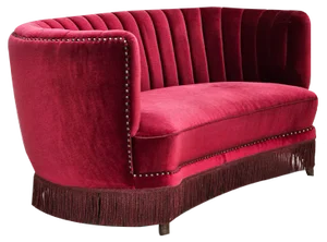 Danish 2-Seater Banana Sofa in Cherry-Red Velour, 1970s