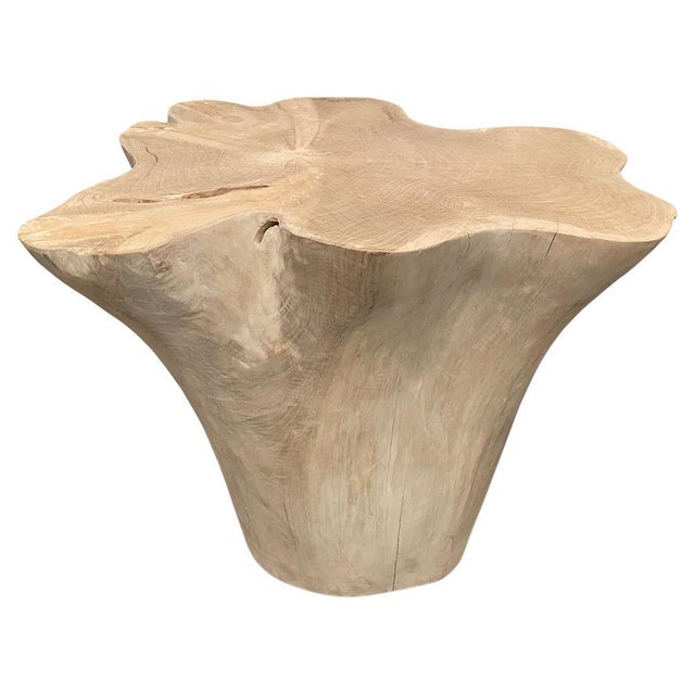 Andrianna Shamaris St. Barts Bleached Teak Side Table or Pedestal For Sale - Image 15 of 18