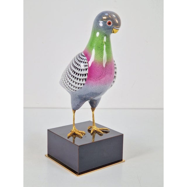 Italian Hand Painted Porcelain Pigeon by Giulia Mangani, 1970s For Sale - Image 6 of 17