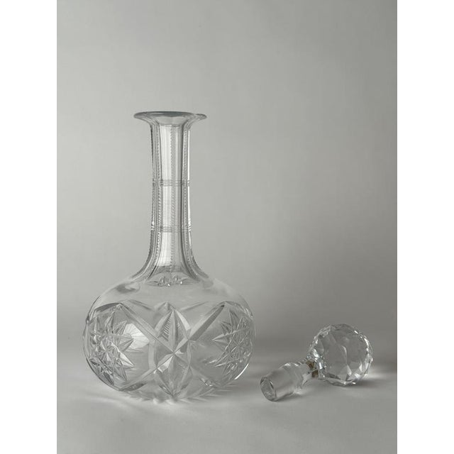 Antique Hand-Cut Crystal Whiskey Decanter with Faceted Stopper, 1900 For Sale - Image 11 of 17