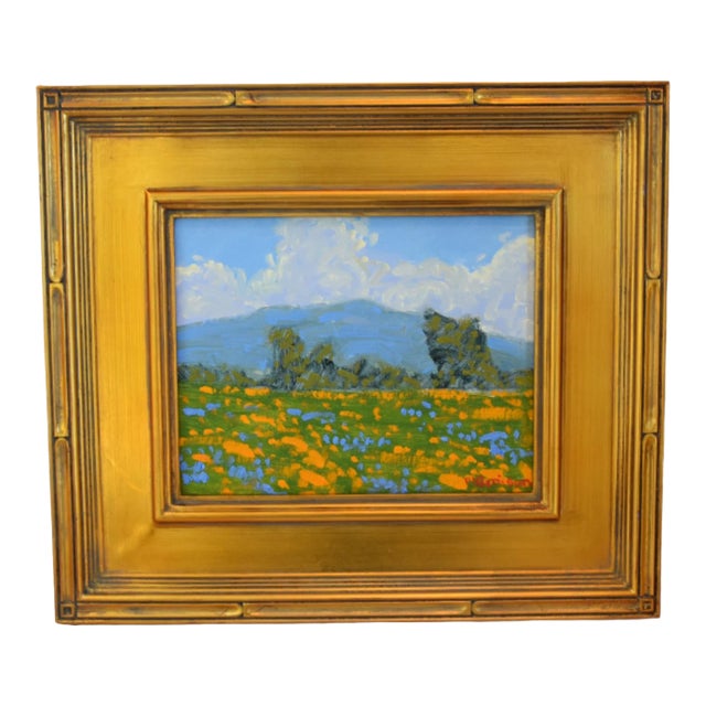 Marc M. Graison California Landscape "Summer Symphony" Painting Including the Antiqued Gold Wood Frame For Sale