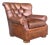 1990s English Churchill Leather Armchair With Rolled Arms & Brass Nailhead Trim For Sale