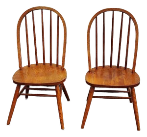 Mid 20th Century Vintage Spindle Back Dining Chairs Set of 2