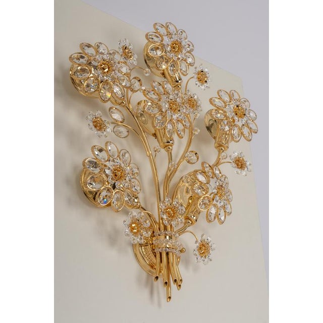 Large Gilt Brass Flower Shape Wall Light from Palwa, Germany, 1970s For Sale - Image 4 of 7