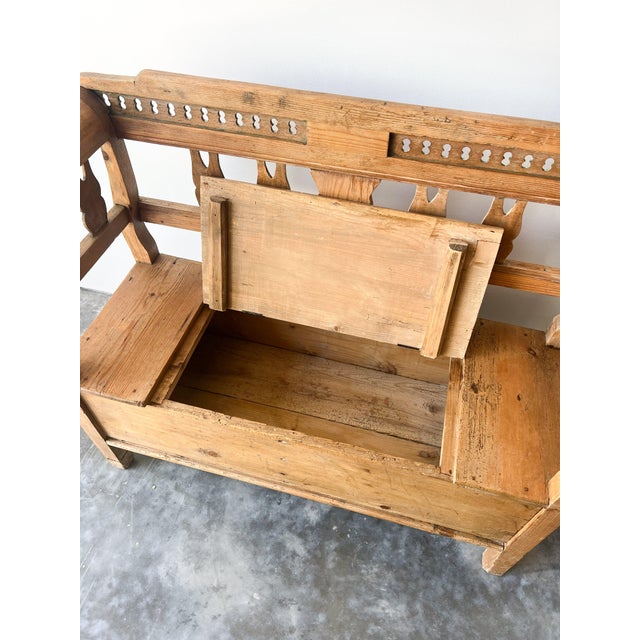 Antique European Pine Storage Bench For Sale In Portland, OR - Image 6 of 10