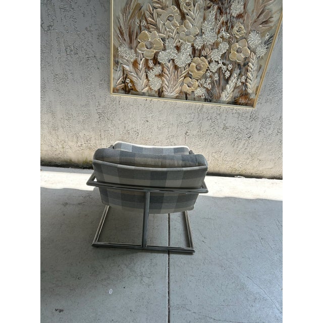 1970s 1970s Modern Club Chair With Buffalo Plaid Wool Upholstery For Sale - Image 5 of 5